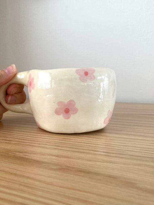 Pink floral mug